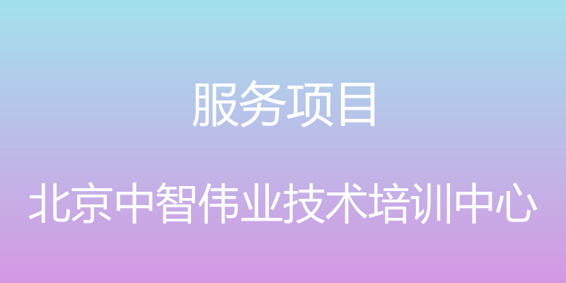 服务项目 - 北京中智伟业技术培训中心